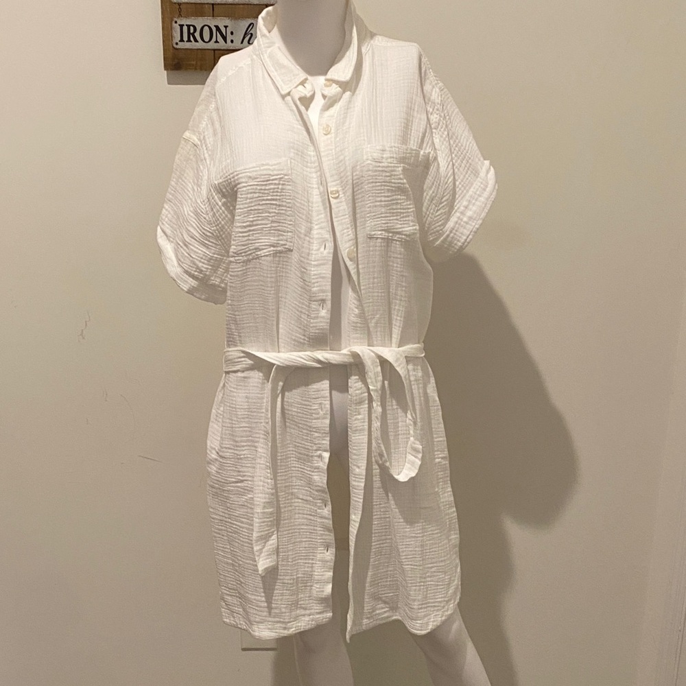 White Button-Up Shirt Dress